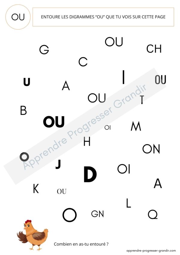 Apprendre et reconnaitre le digramme " OU "