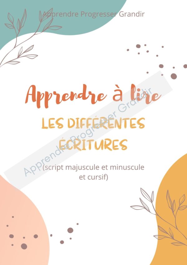 Lire et reconnaître les lettres dans les écritures scriptes et cursives - fichier téléchargeable - apprendre progresser grandir